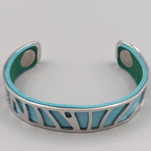 Elegantes Lederarmband – Türkis-Grünes Design mit Edelstahl