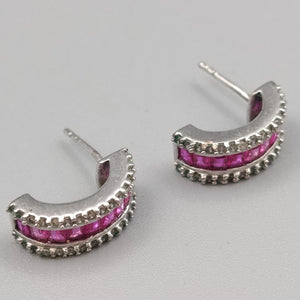 Elegante Noolani Ohrstecker mit pinken Steinen – Glänzend