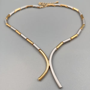 Zweifarbige Design Halskette – Bicolor Look in Gold und Silber