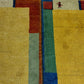 Indisches Gabbeh Teppich 2er Set Handgeknüpft Gelb Bunt 138x76 / 136x70 cm