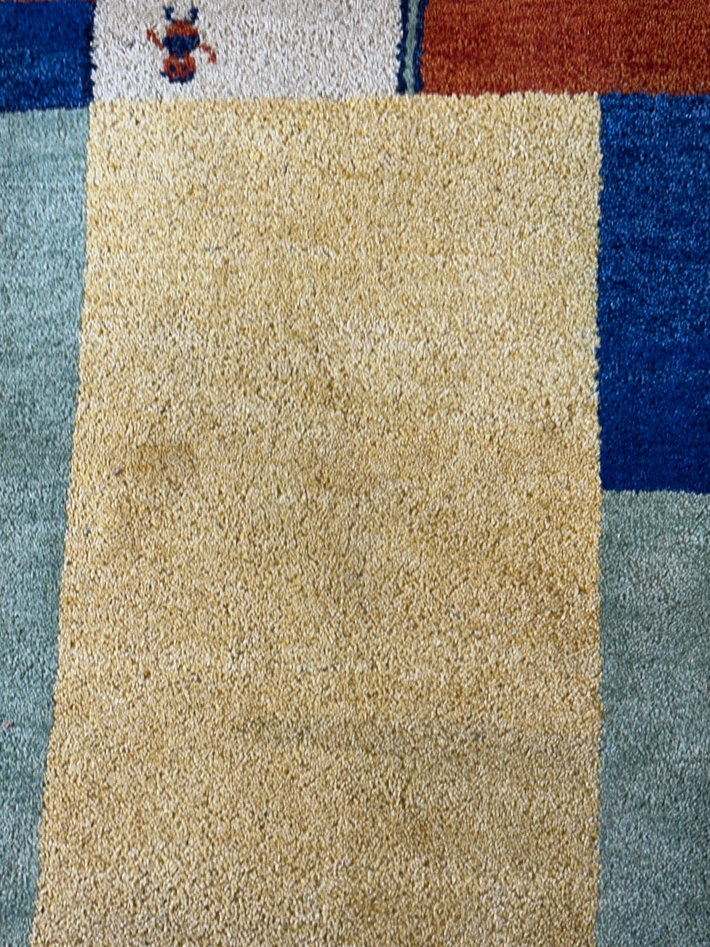 Indisches Gabbeh Teppich 2er Set Handgeknüpft Gelb Bunt 138x76 / 136x70 cm