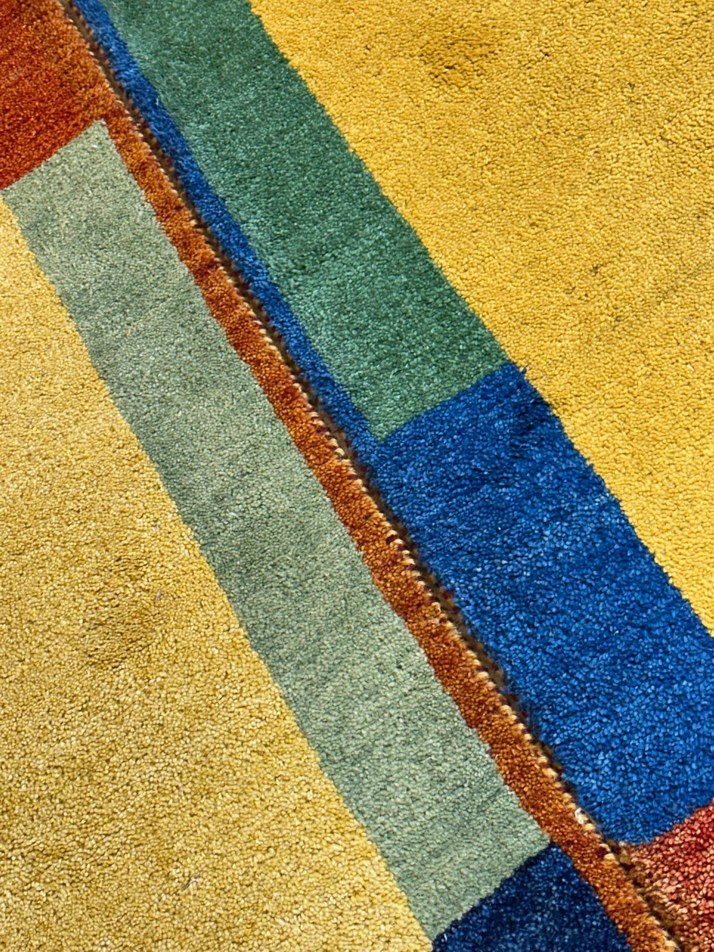Indisches Gabbeh Teppich 2er Set Handgeknüpft Gelb Bunt 138x76 / 136x70 cm