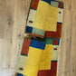 Indisches Gabbeh Teppich 2er Set Handgeknüpft Gelb Bunt 138x76 / 136x70 cm