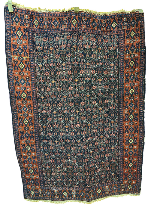 Antik Orientteppich handgeknüpft 153x108 cm Senneh Bidjar naturfarben
