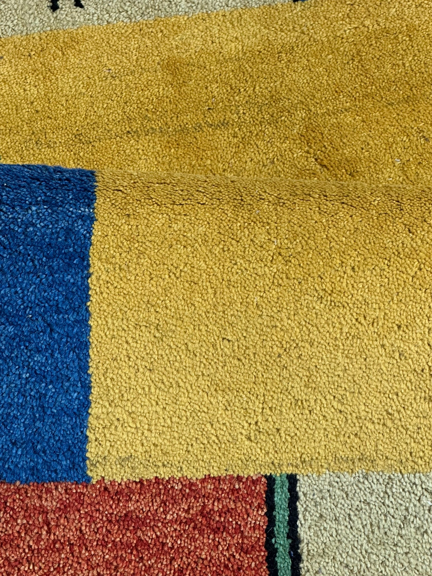 Indisches Gabbeh Teppich 2er Set Handgeknüpft Gelb Bunt 138x76 / 136x70 cm