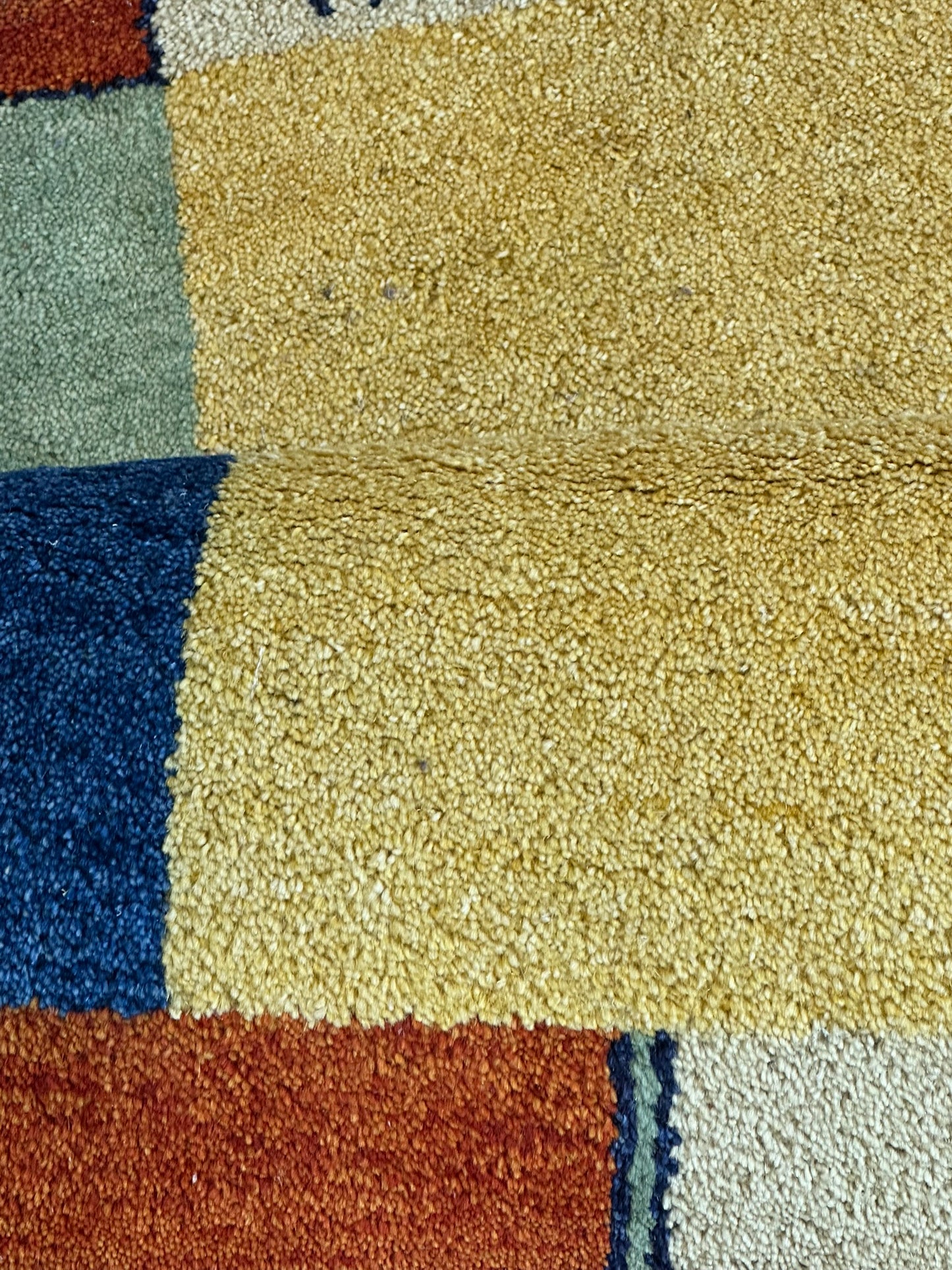 Indisches Gabbeh Teppich 2er Set Handgeknüpft Gelb Bunt 138x76 / 136x70 cm