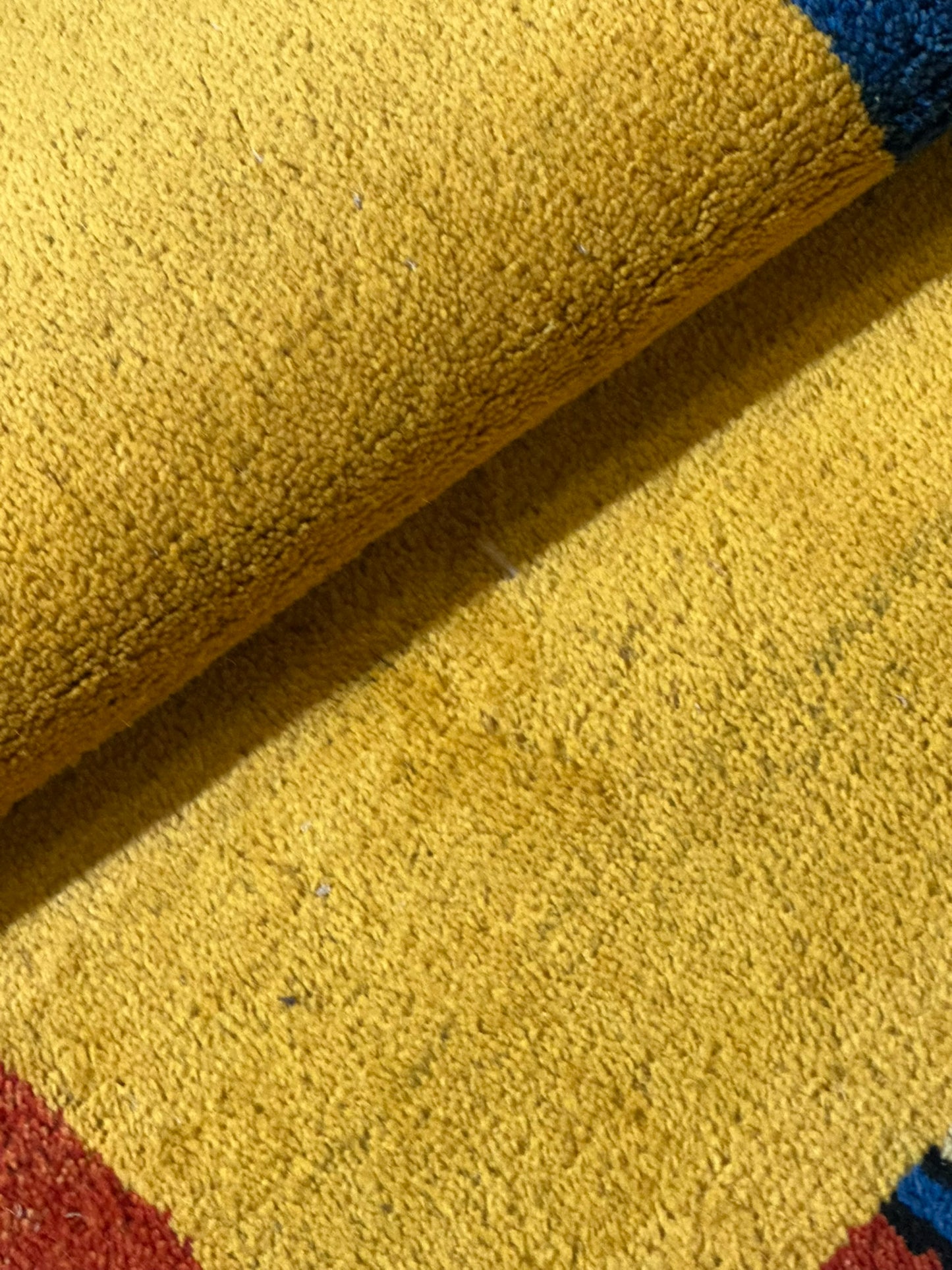 Indisches Gabbeh Teppich 2er Set Handgeknüpft Gelb Bunt 138x76 / 136x70 cm