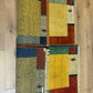 Indisches Gabbeh Teppich 2er Set Handgeknüpft Gelb Bunt 138x76 / 136x70 cm