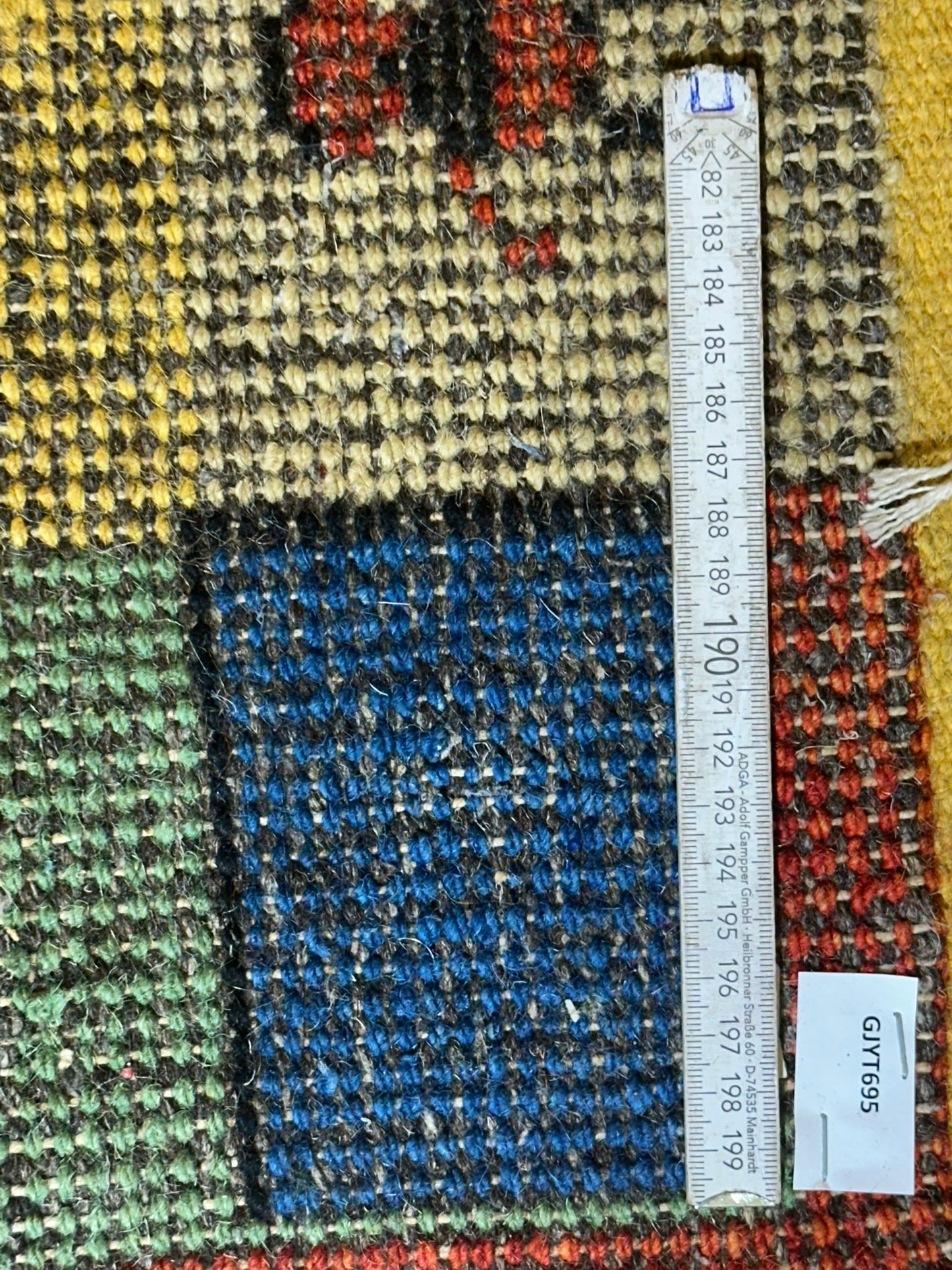 Indisches Gabbeh Teppich 2er Set Handgeknüpft Gelb Bunt 138x76 / 136x70 cm