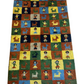 Indischer Gabbeh Orientteppich Handgeknüpft Bunt Schachbrett 160x80 cm