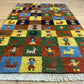 Indischer Gabbeh Orientteppich Handgeknüpft Bunt Schachbrett 160x80 cm