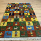 Indischer Gabbeh Orientteppich Handgeknüpft Bunt Schachbrett 160x80 cm