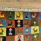 Indischer Gabbeh Orientteppich Handgeknüpft Bunt Schachbrett 160x80 cm