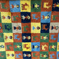 Indischer Gabbeh Orientteppich Handgeknüpft Bunt Schachbrett 160x80 cm