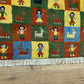 Indischer Gabbeh Orientteppich Handgeknüpft Bunt Schachbrett 160x80 cm