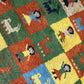 Indischer Gabbeh Orientteppich Handgeknüpft Bunt Schachbrett 160x80 cm