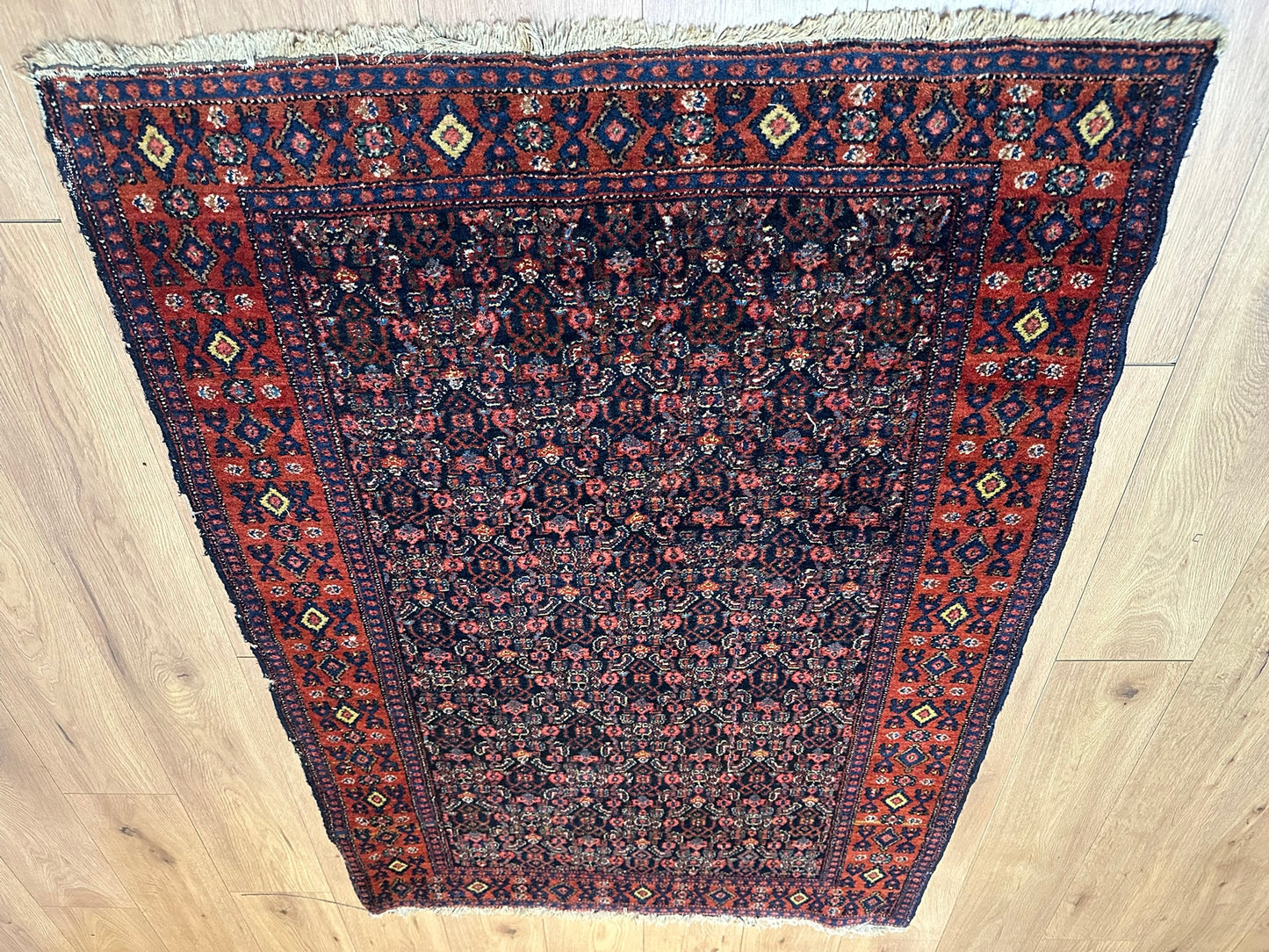 Antik Orientteppich handgeknüpft 153x108 cm Senneh Bidjar naturfarben