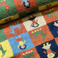 Indischer Gabbeh Orientteppich Handgeknüpft Bunt Schachbrett 160x80 cm