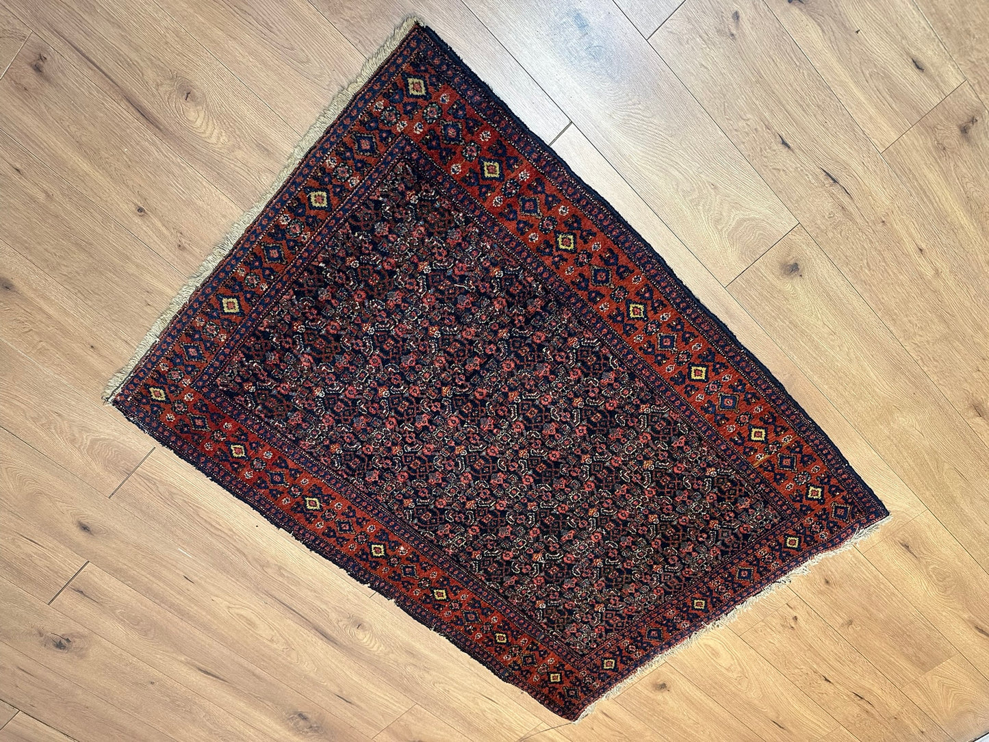 Antik Orientteppich handgeknüpft 153x108 cm Senneh Bidjar naturfarben