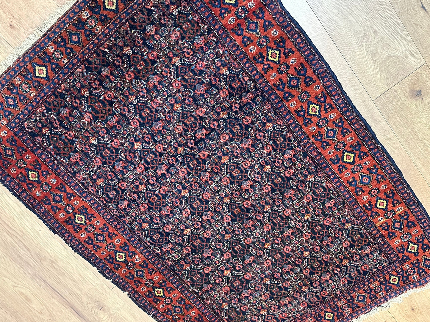 Antik Orientteppich handgeknüpft 153x108 cm Senneh Bidjar naturfarben