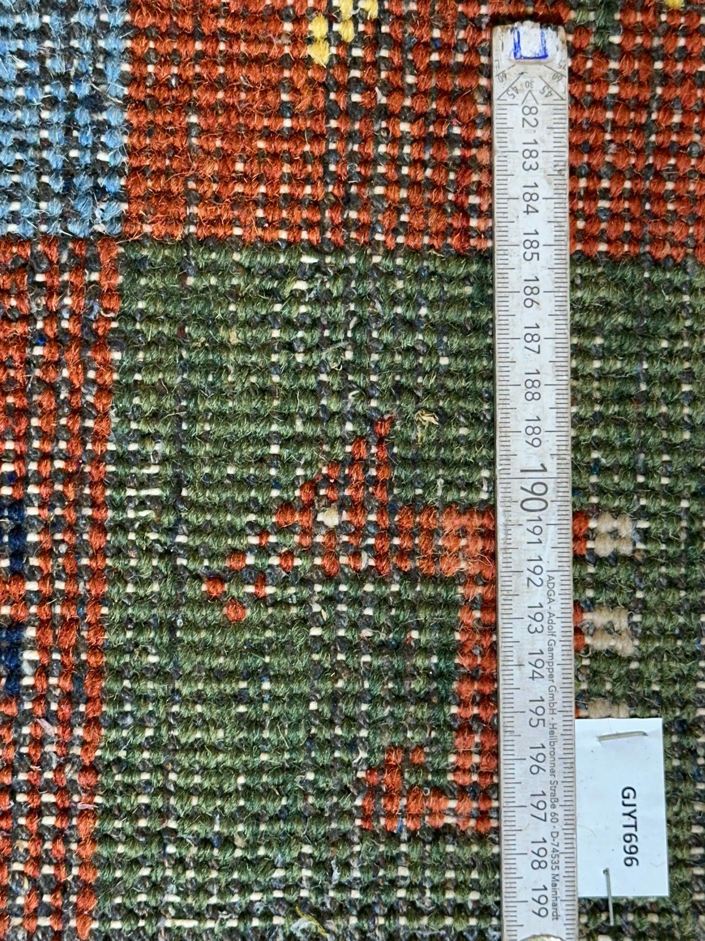 Indischer Gabbeh Orientteppich Handgeknüpft Bunt Schachbrett 160x80 cm