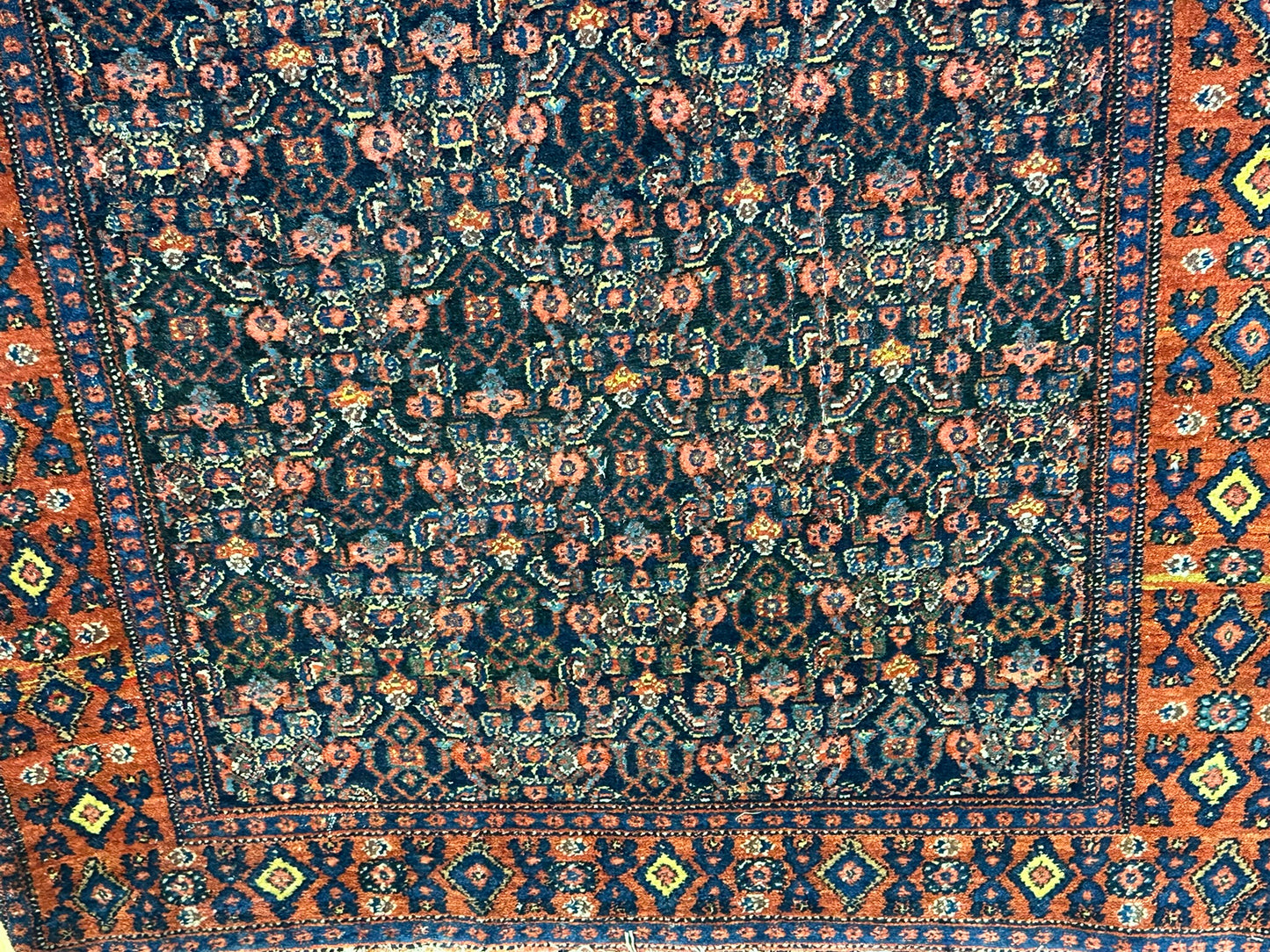 Antik Orientteppich handgeknüpft 153x108 cm Senneh Bidjar naturfarben