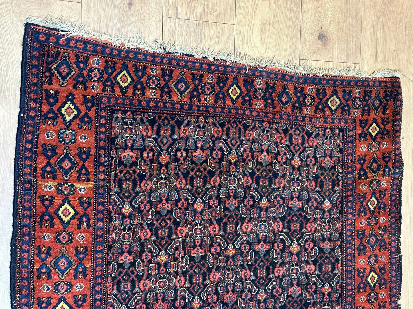 Antik Orientteppich handgeknüpft 153x108 cm Senneh Bidjar naturfarben