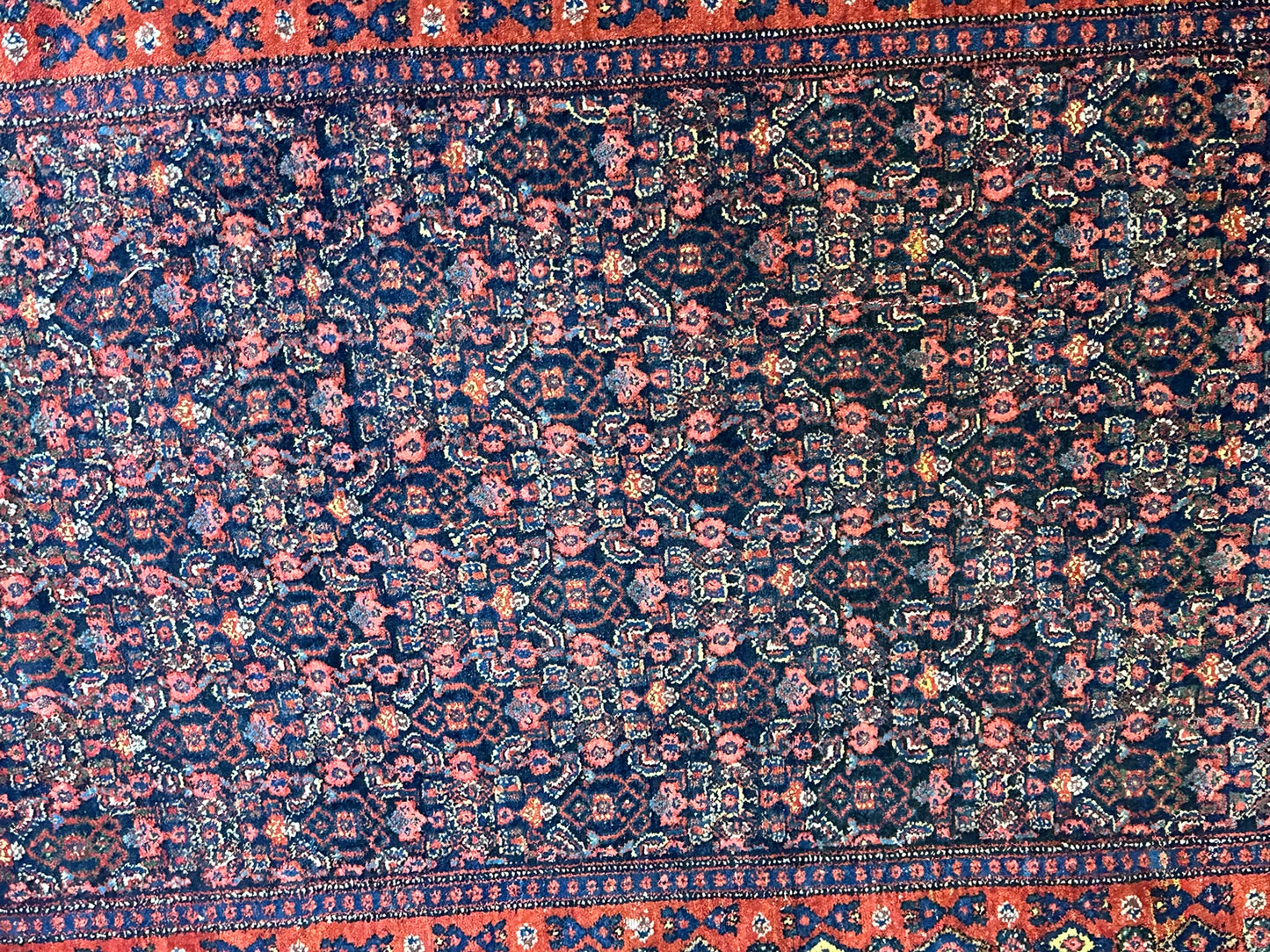 Antik Orientteppich handgeknüpft 153x108 cm Senneh Bidjar naturfarben
