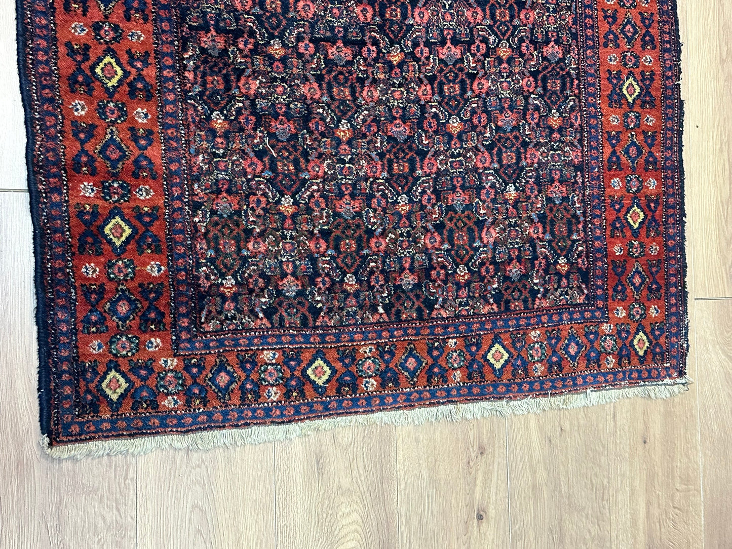 Antik Orientteppich handgeknüpft 153x108 cm Senneh Bidjar naturfarben