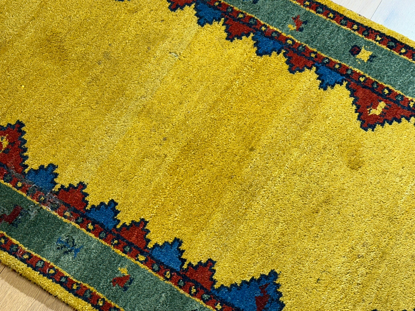 Indischer Gabbeh Orientteppich Handgeknüpft Bunt Gestreift 140x70 cm