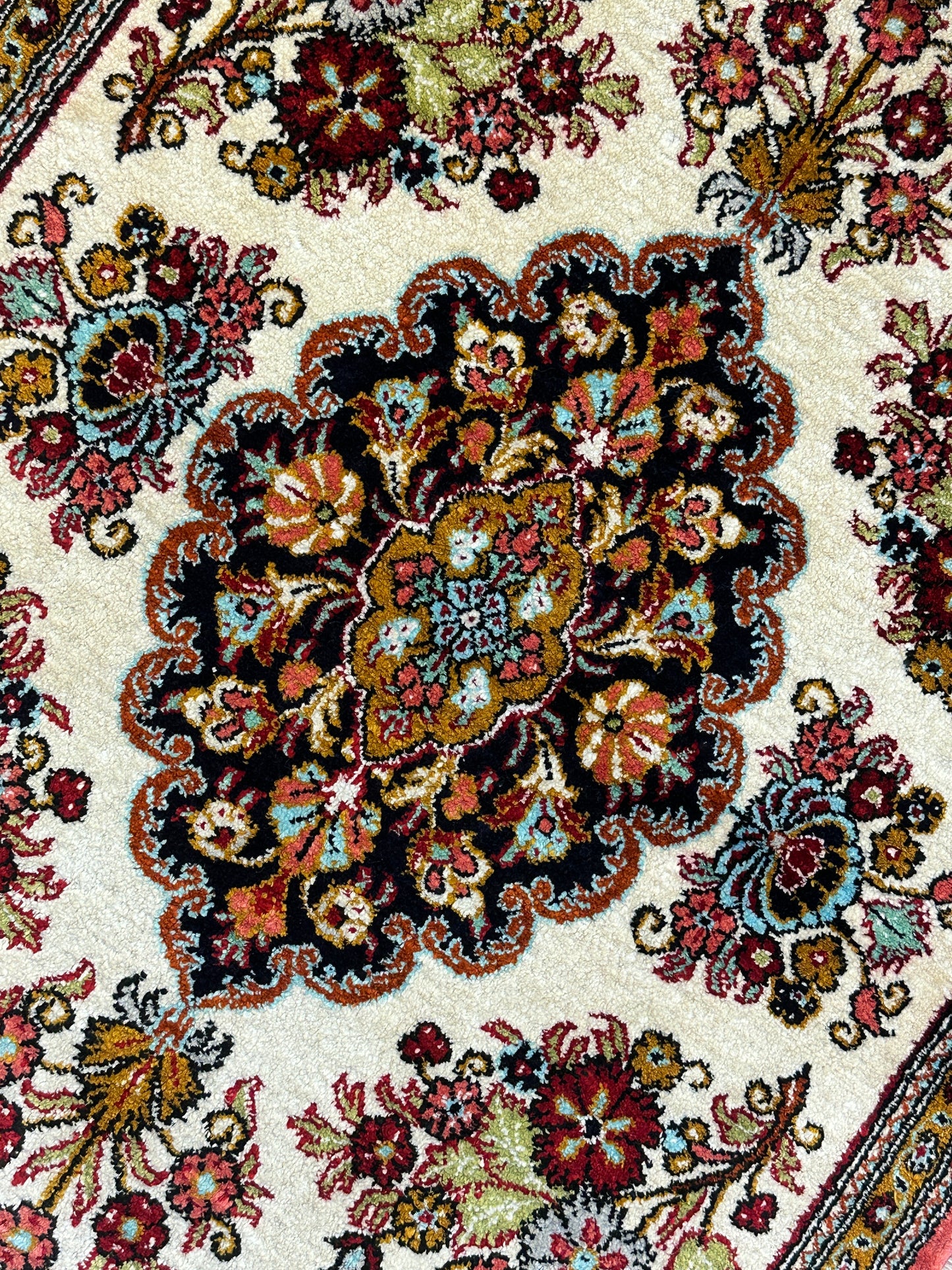 Handgeknüpfter Perser Orientteppich Feiner Ghom Seidenteppich  80x55 cm