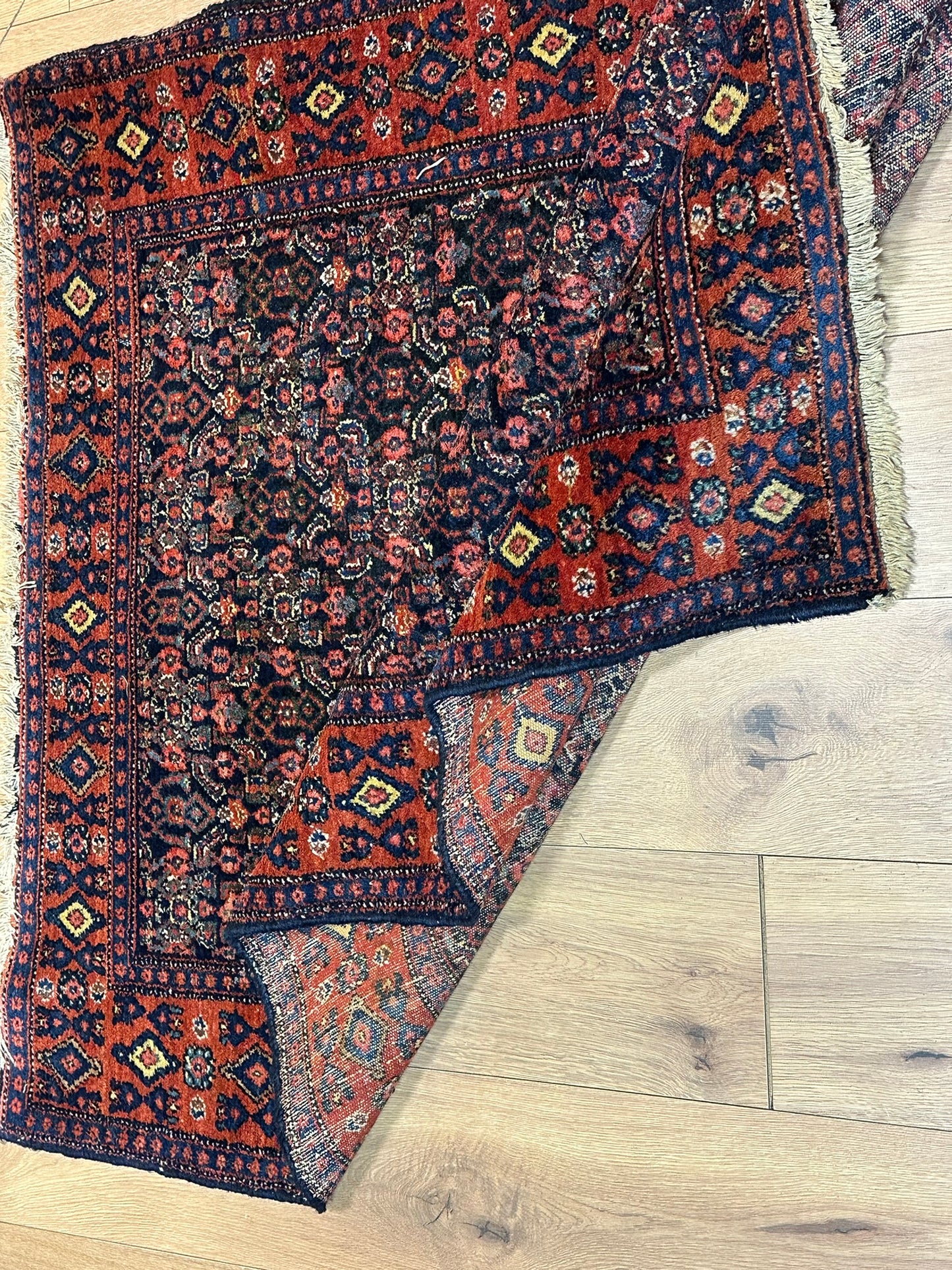 Antik Orientteppich handgeknüpft 153x108 cm Senneh Bidjar naturfarben
