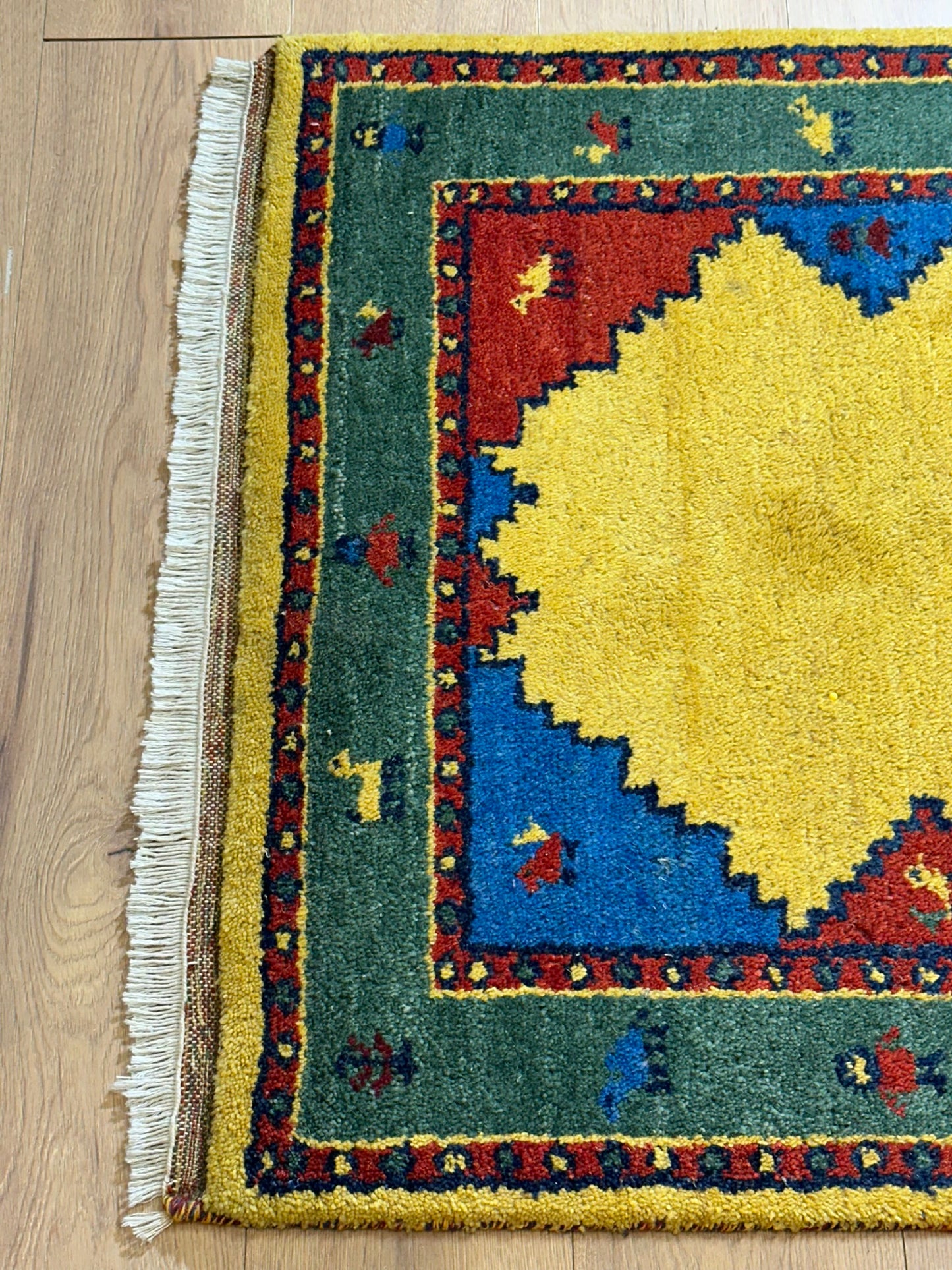 Indischer Gabbeh Orientteppich Handgeknüpft Bunt Gestreift 140x70 cm