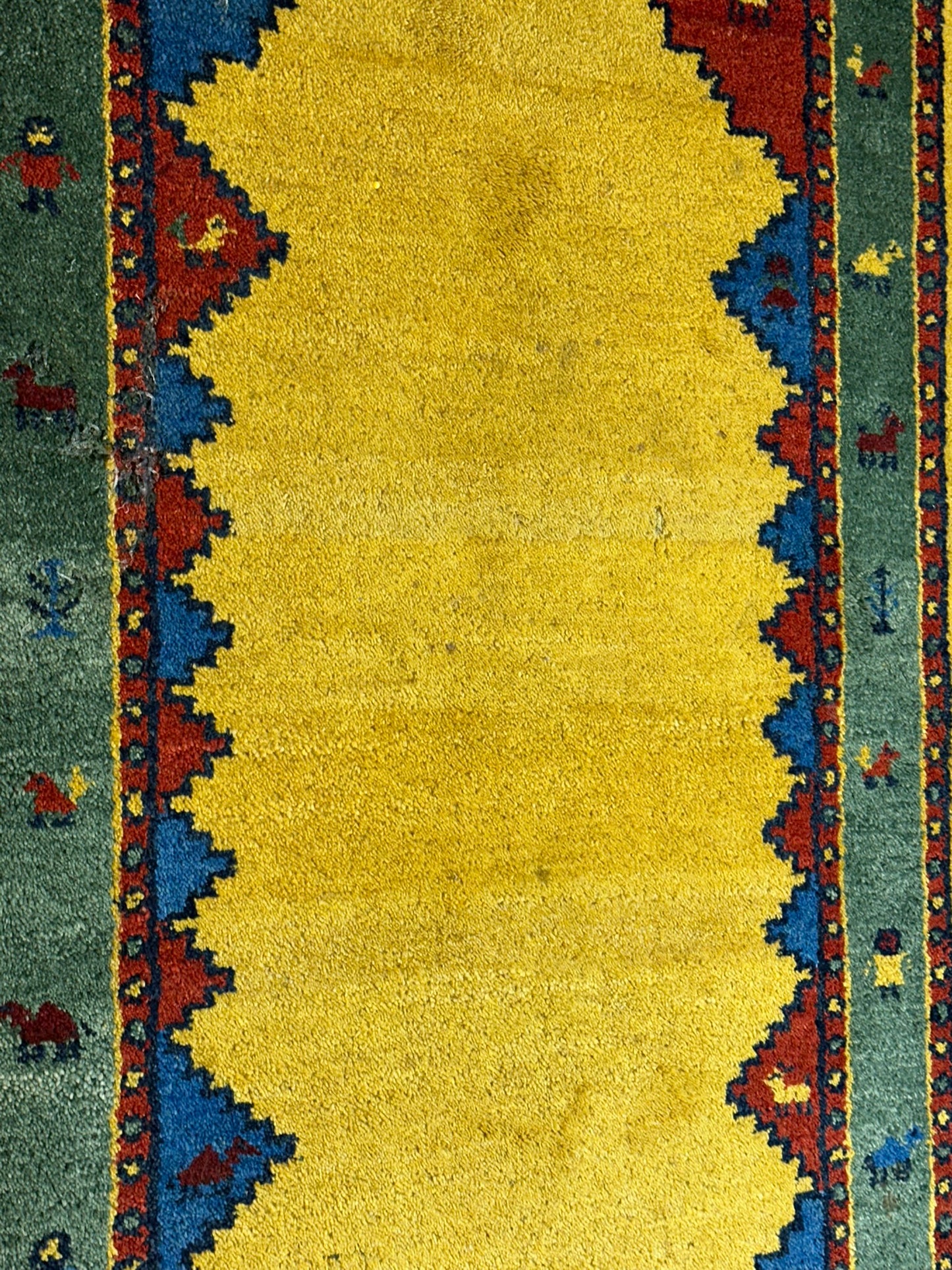 Indischer Gabbeh Orientteppich Handgeknüpft Bunt Gestreift 140x70 cm