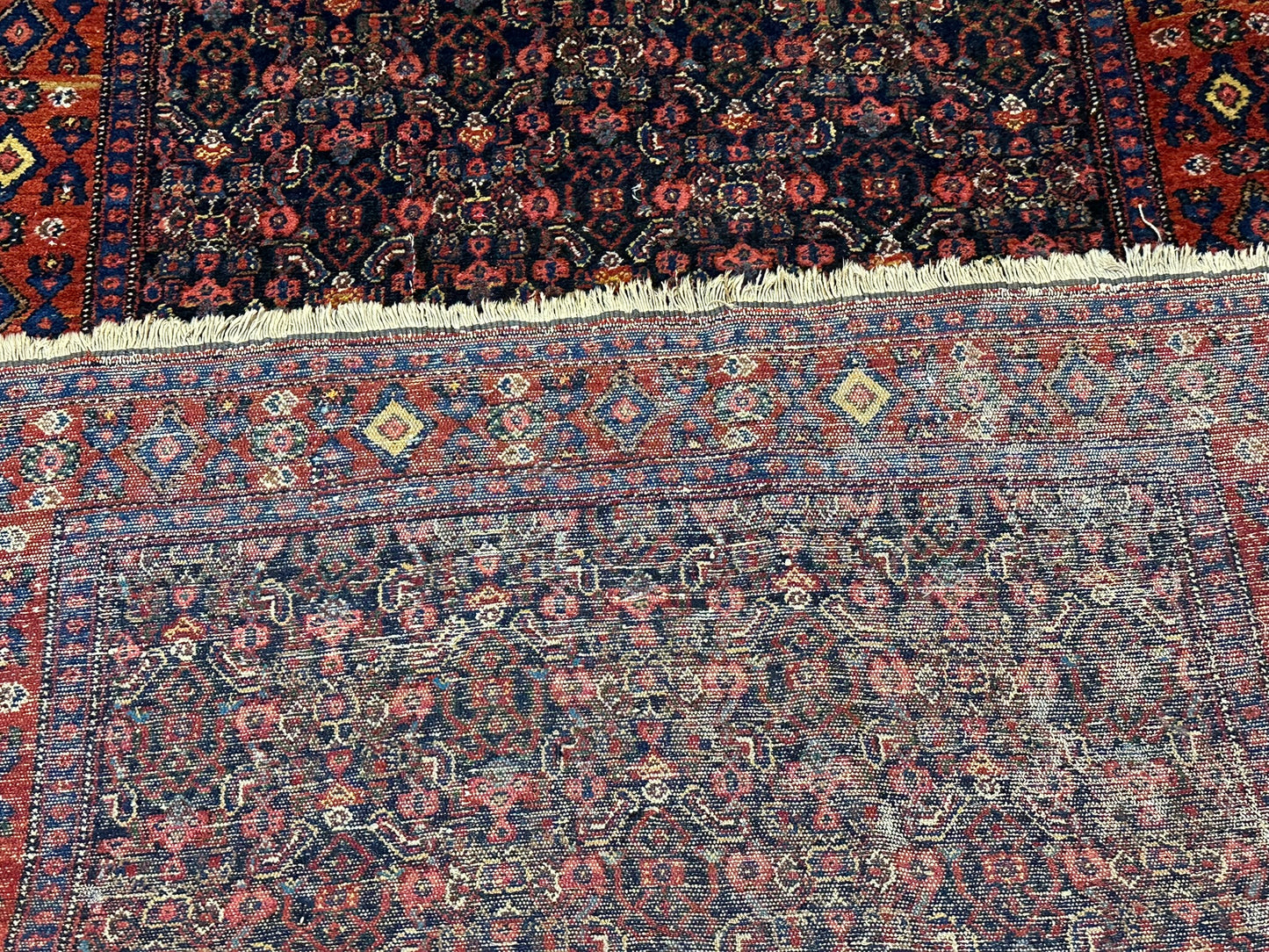 Antik Orientteppich handgeknüpft 153x108 cm Senneh Bidjar naturfarben