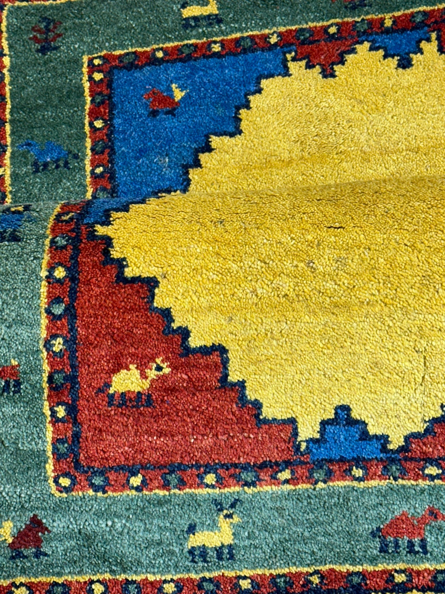Indischer Gabbeh Orientteppich Handgeknüpft Bunt Gestreift 140x70 cm