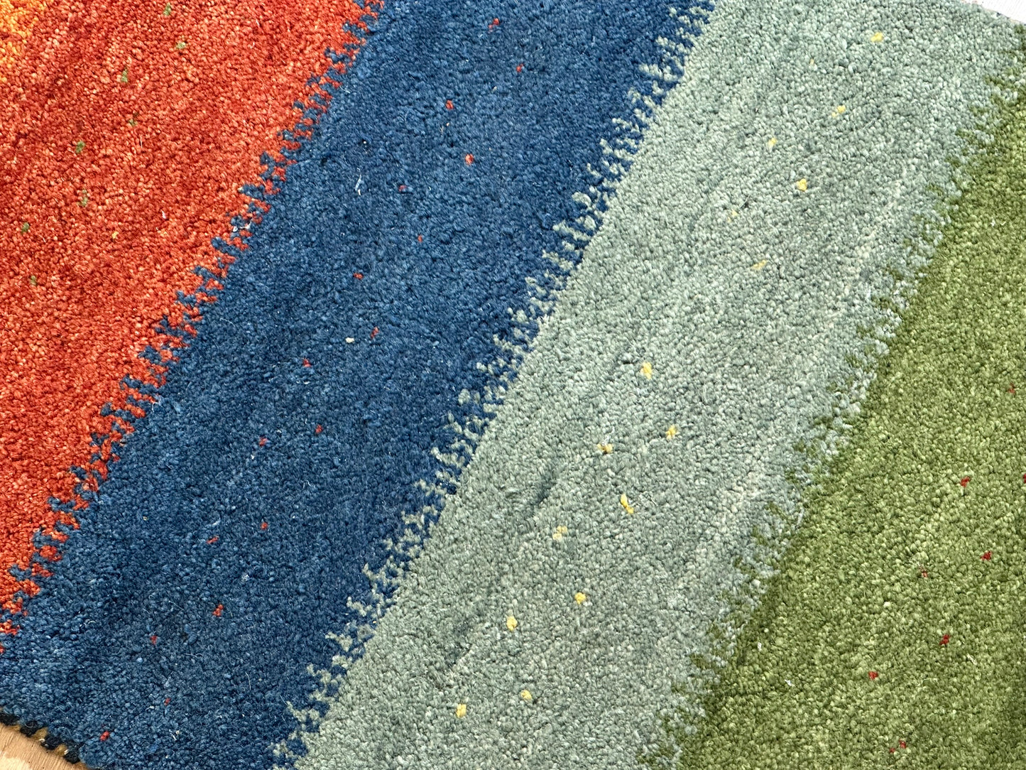Indischer Gabbeh Orientteppich Handgeknüpft Bunt Gestreift 140x70 cm