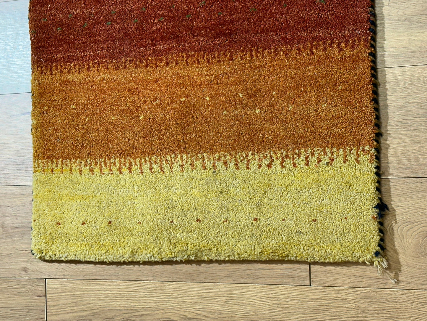 Indischer Gabbeh Orientteppich Handgeknüpft Bunt Gestreift 140x70 cm