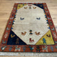 Indischer Gabbeh Orientteppich Handgeknüpft Beige Rostrot 147x92 cm
