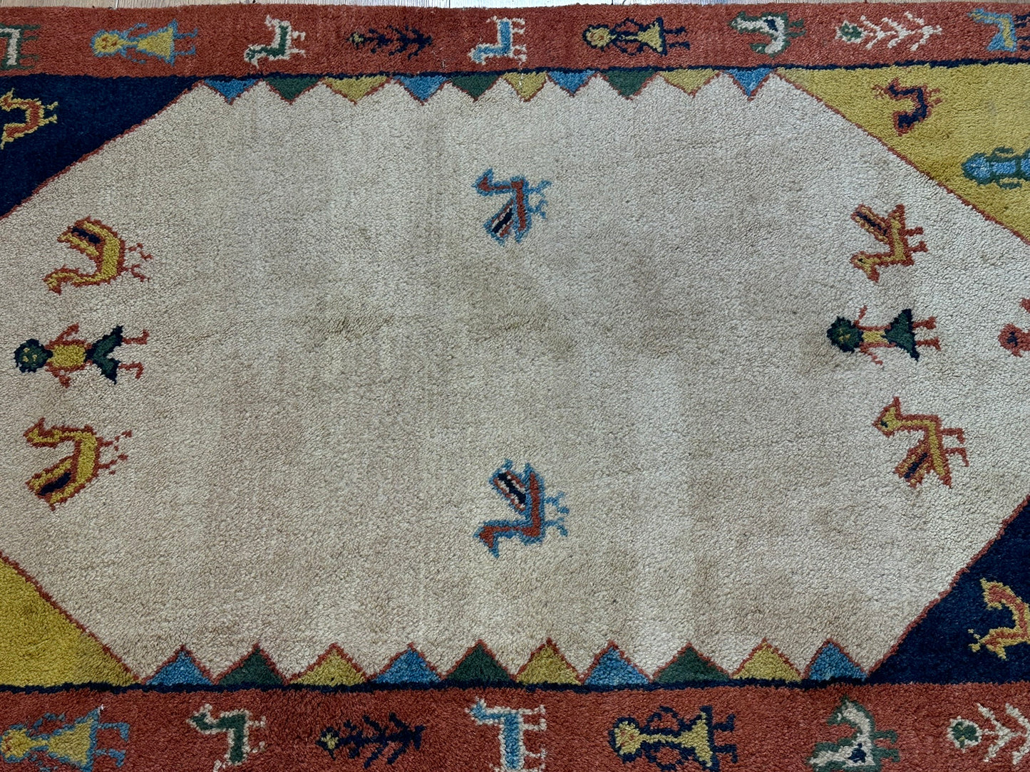 Indischer Gabbeh Orientteppich Handgeknüpft Beige Rostrot 147x92 cm
