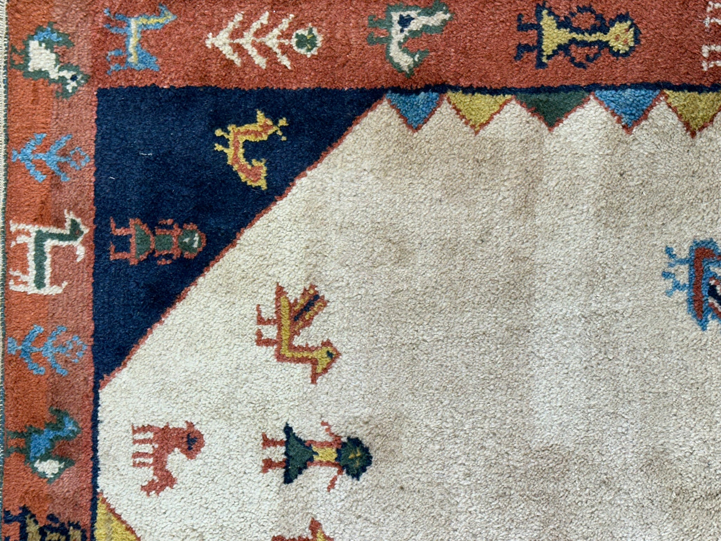 Indischer Gabbeh Orientteppich Handgeknüpft Beige Rostrot 147x92 cm