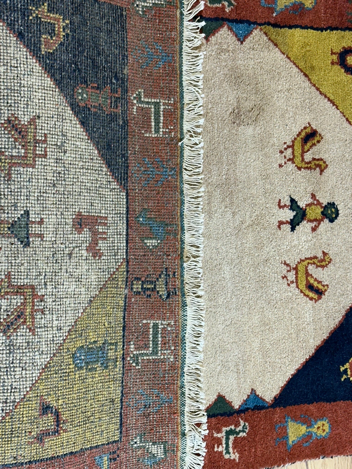 Indischer Gabbeh Orientteppich Handgeknüpft Beige Rostrot 147x92 cm