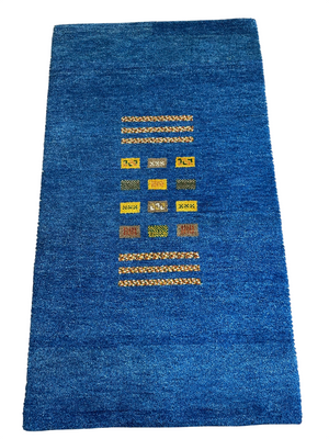 Indischer Gabbeh Orientteppich Handgeknüpft Blau 160x90 cm