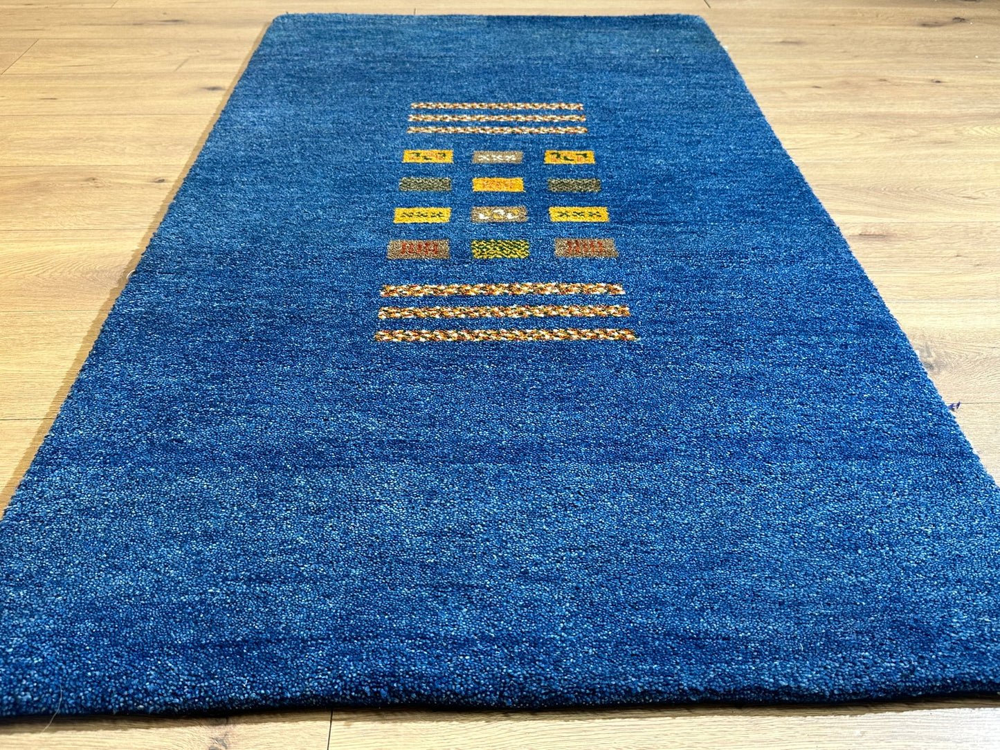 Indischer Gabbeh Orientteppich Handgeknüpft Blau 160x90 cm