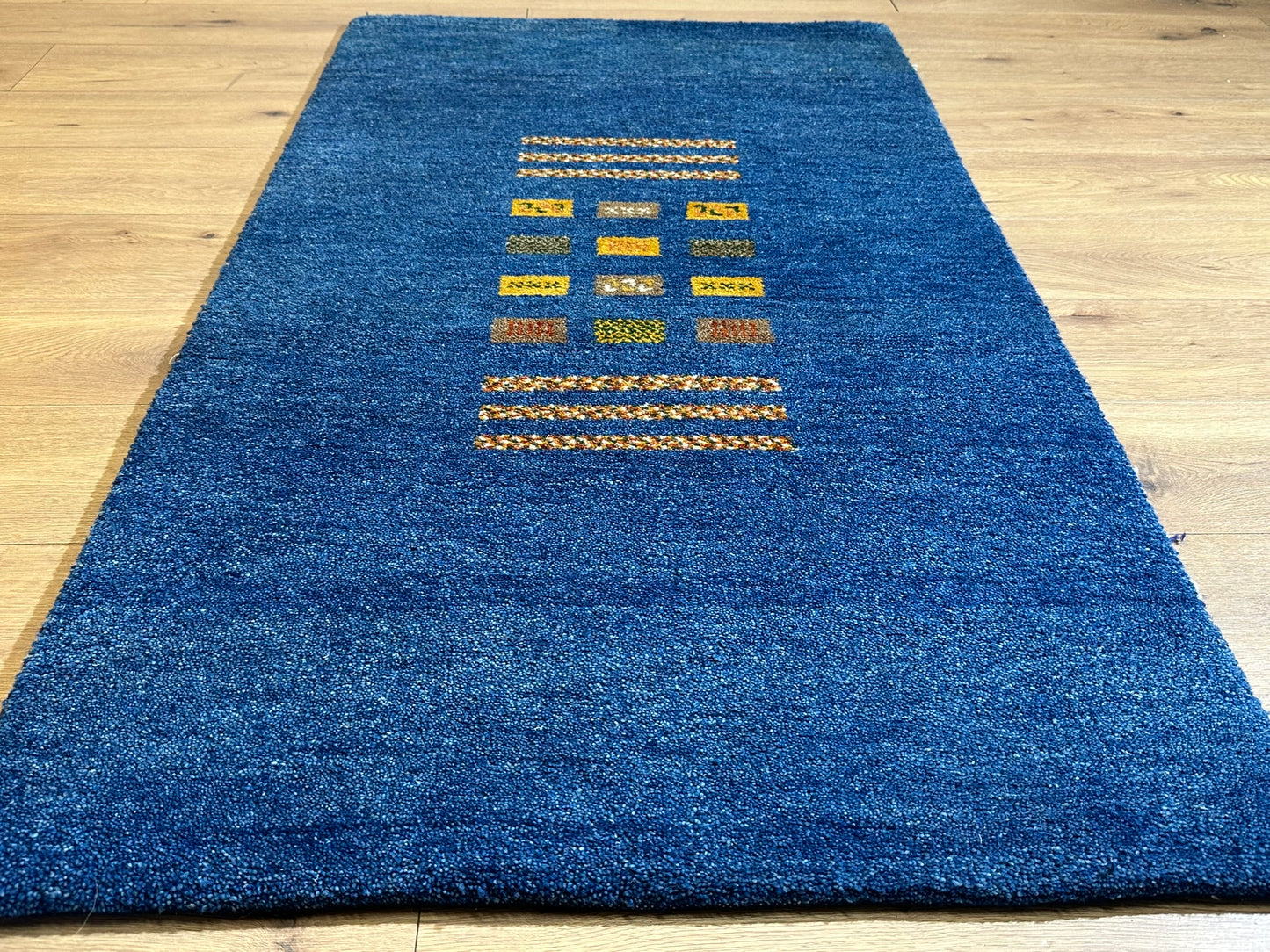 Indischer Gabbeh Orientteppich Handgeknüpft Blau 160x90 cm