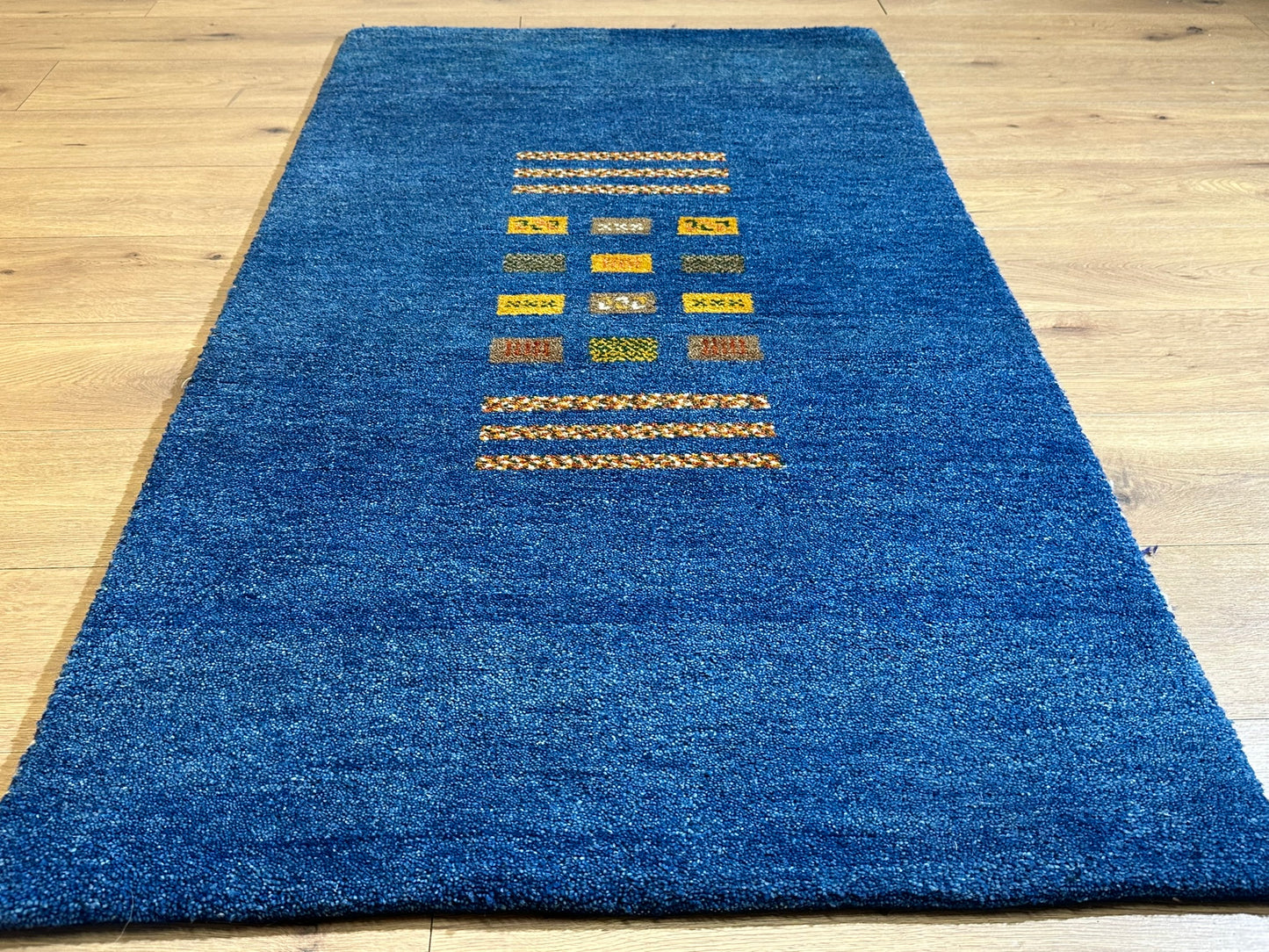 Indischer Gabbeh Orientteppich Handgeknüpft Blau 160x90 cm