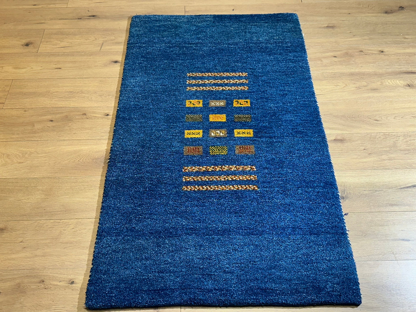 Indischer Gabbeh Orientteppich Handgeknüpft Blau 160x90 cm
