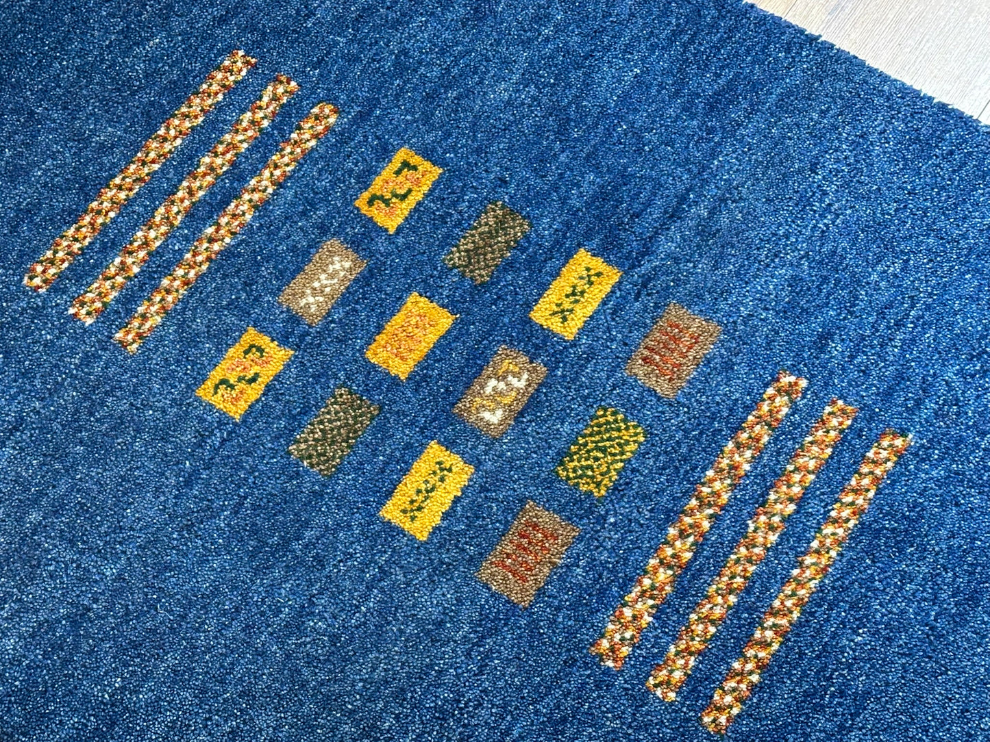 Indischer Gabbeh Orientteppich Handgeknüpft Blau 160x90 cm