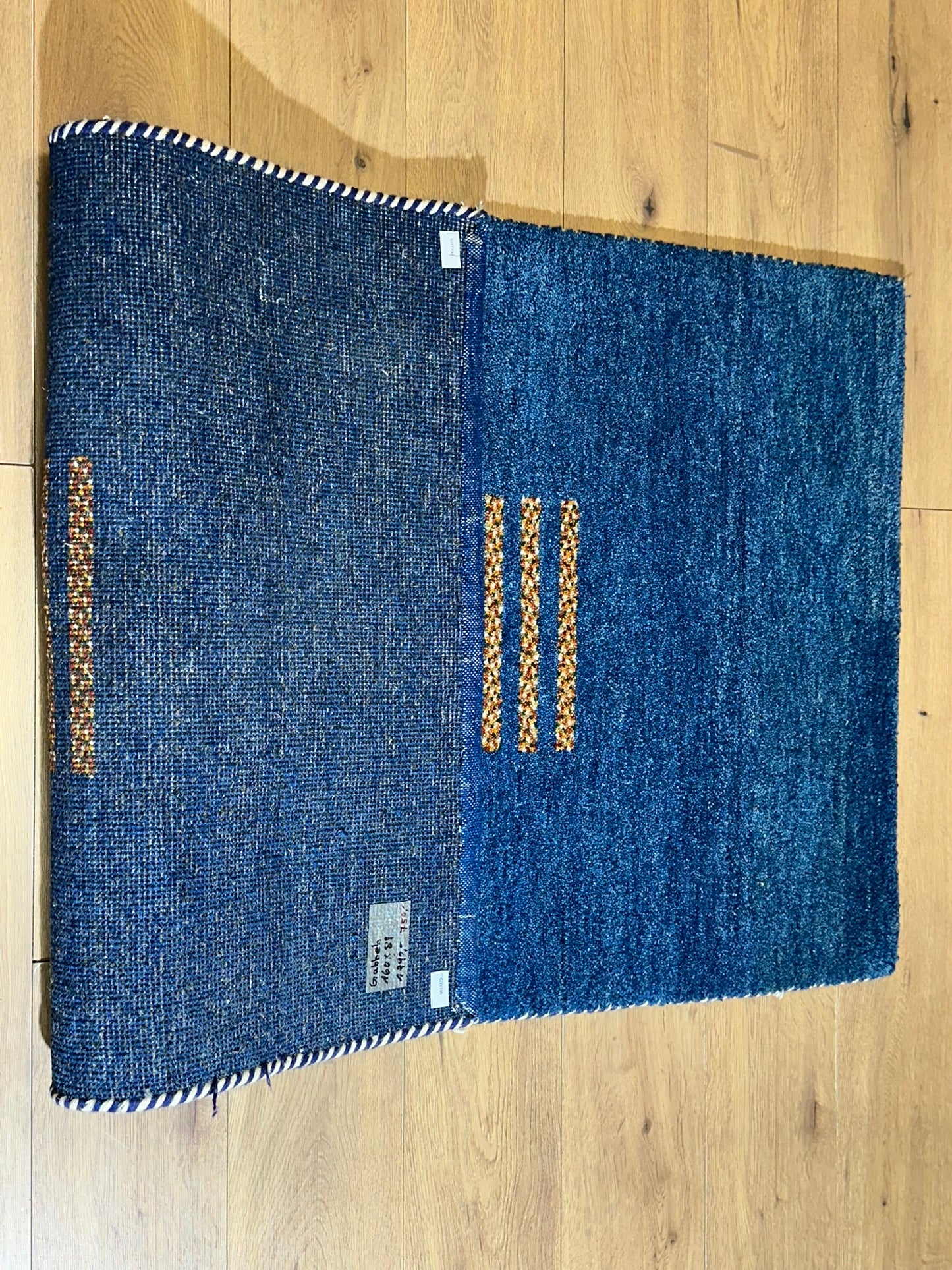 Indischer Gabbeh Orientteppich Handgeknüpft Blau 160x90 cm