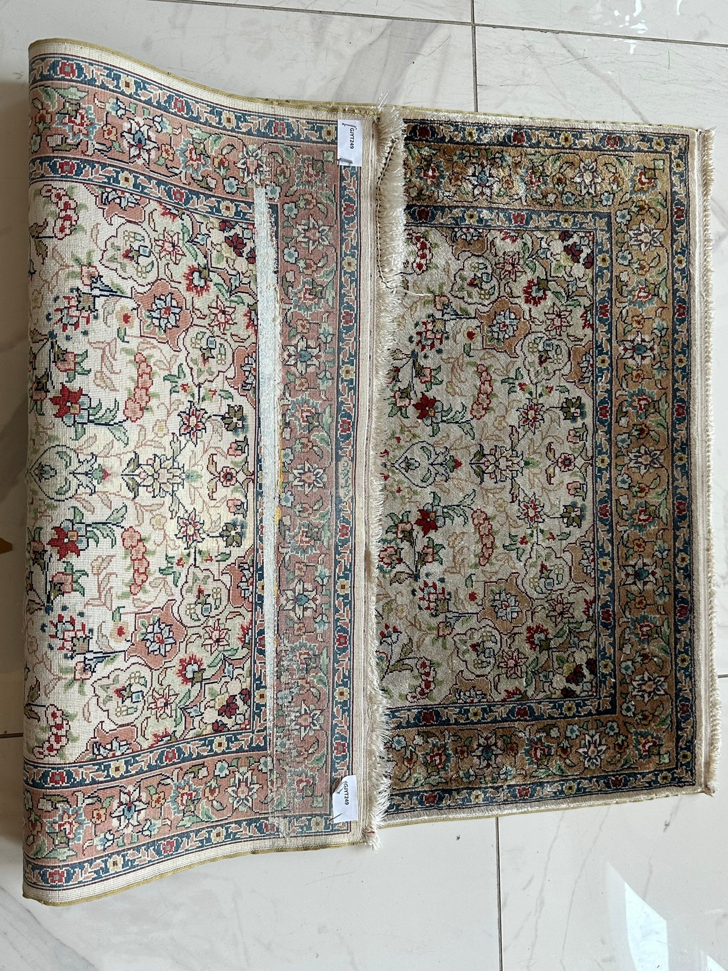 Orientteppich handgeknüpft 94x63 cm Hereke Seide auf Seide